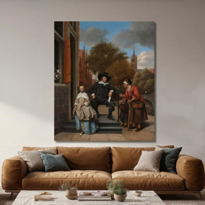 Adolf E Catharina Croeser Noti Come 'Il Borgomastro Di Delft E Sua Figlia' Jan Steen jsn14 quadro stampato su tela