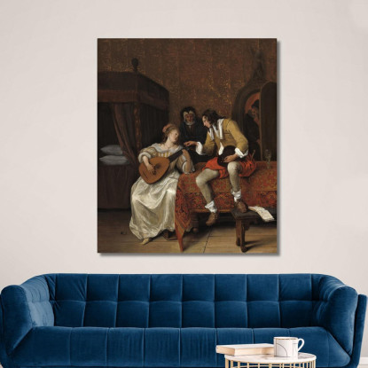 Ascagnes E Lucelle (La Lezione Di Musica) Jan Steen jsn17 quadro stampato su tela
