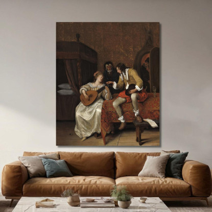 Ascagnes E Lucelle (La Lezione Di Musica) Jan Steen jsn17 quadro stampato su tela