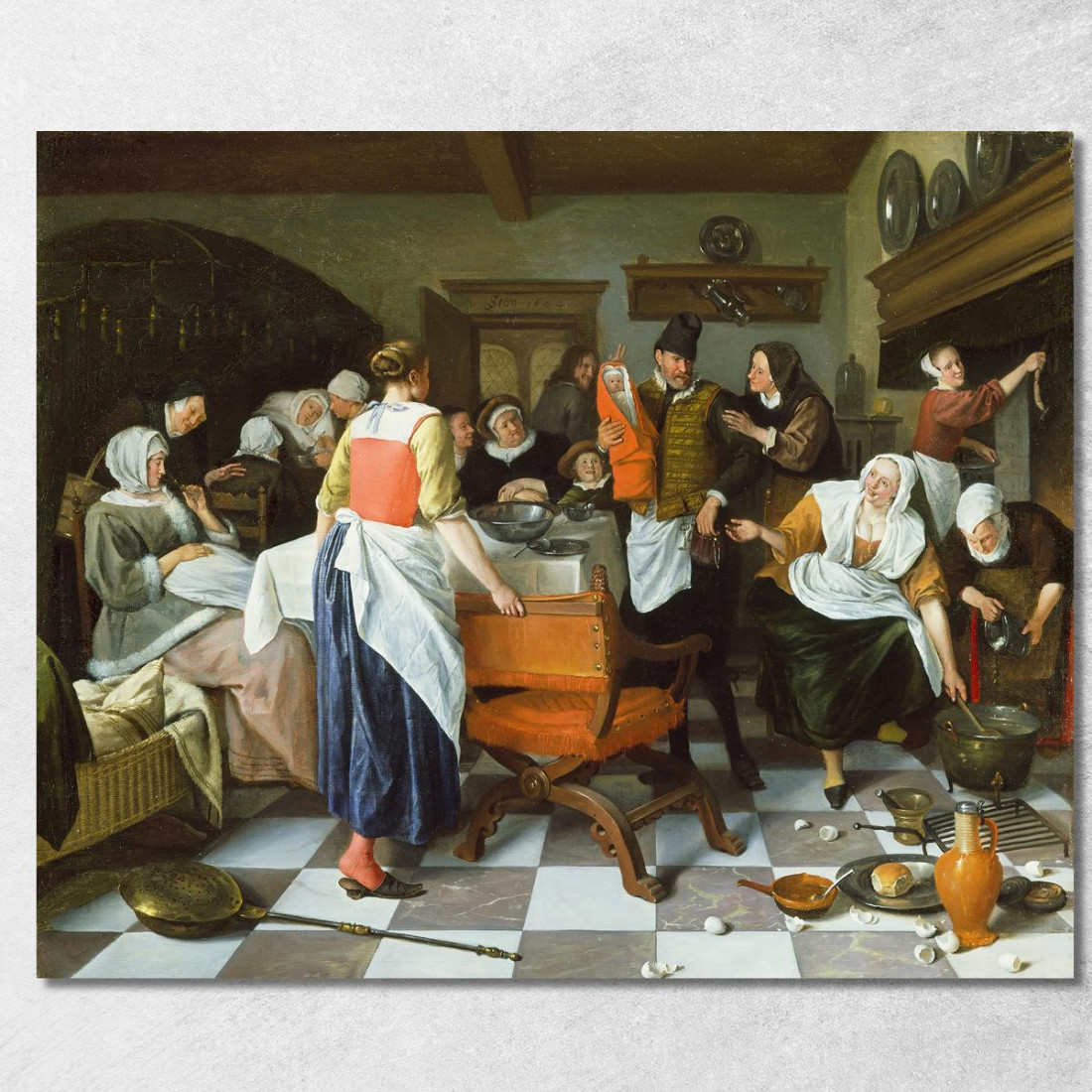 Celebrazione Della Nascita Jan Steen jsn20 quadro stampato su tela Celebrazione Della Nascita Jan Steen jsn20 quadro stampato su tela