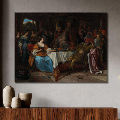 Ester Assuero E Aman Jan Steen jsn25 quadro stampato su tela