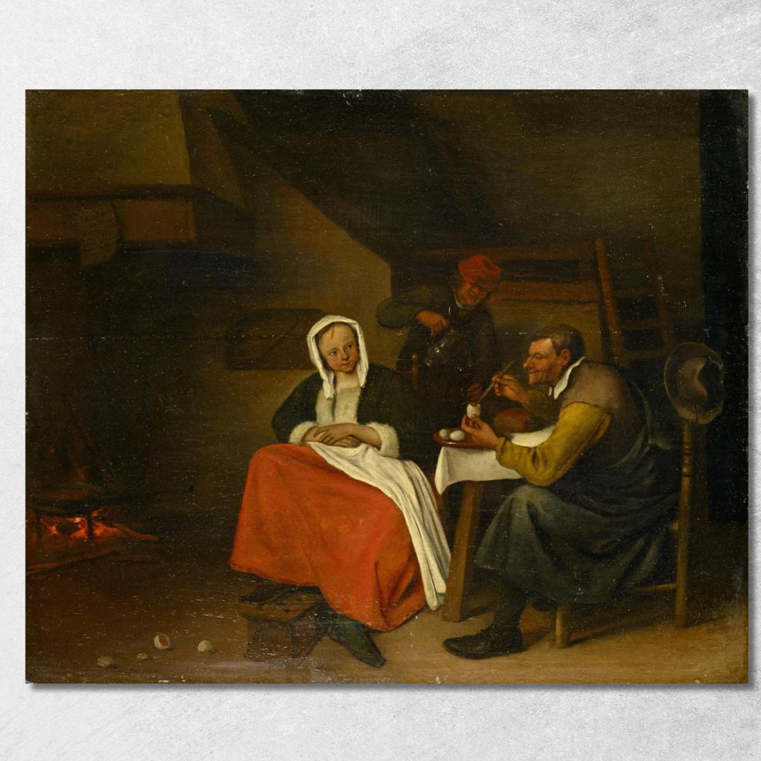 Contadino Che Mangia Uova Jan Steen jsn28 quadro stampato su tela Contadino Che Mangia Uova Jan Steen jsn28 quadro stampato su tela
