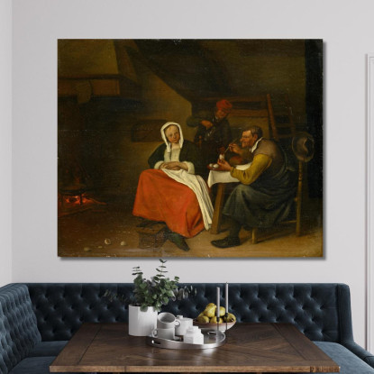 Contadino Che Mangia Uova Jan Steen jsn28 quadro stampato su tela