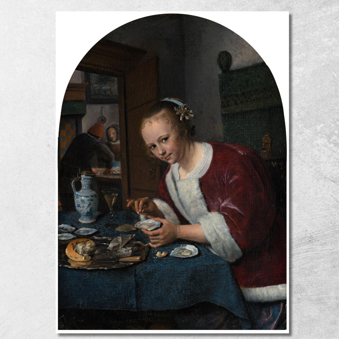 Ragazza Che Mangia Ostriche Jan Steen jsn30 quadro stampato su tela Ragazza Che Mangia Ostriche Jan Steen jsn30 quadro stampato su tela