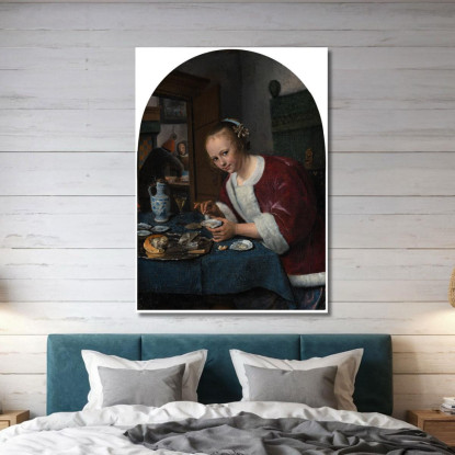 Ragazza Che Mangia Ostriche Jan Steen jsn30 quadro stampato su tela