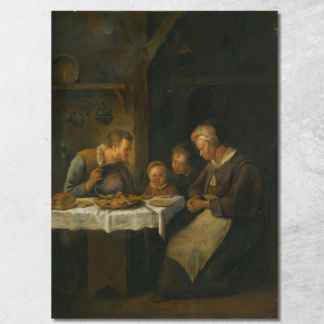 Preghiera Prima Del Pasto Jan Steen jsn31 quadro stampato su tela Preghiera Prima Del Pasto Jan Steen jsn31 quadro stampato su tela