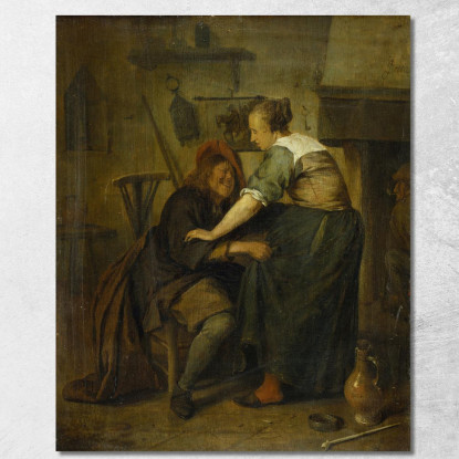 Osteria Con Ospite E Cameriera Jan Steen jsn32 quadro stampato su tela