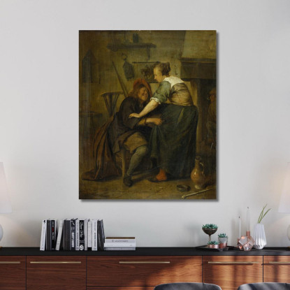 Osteria Con Ospite E Cameriera Jan Steen jsn32 quadro stampato su tela