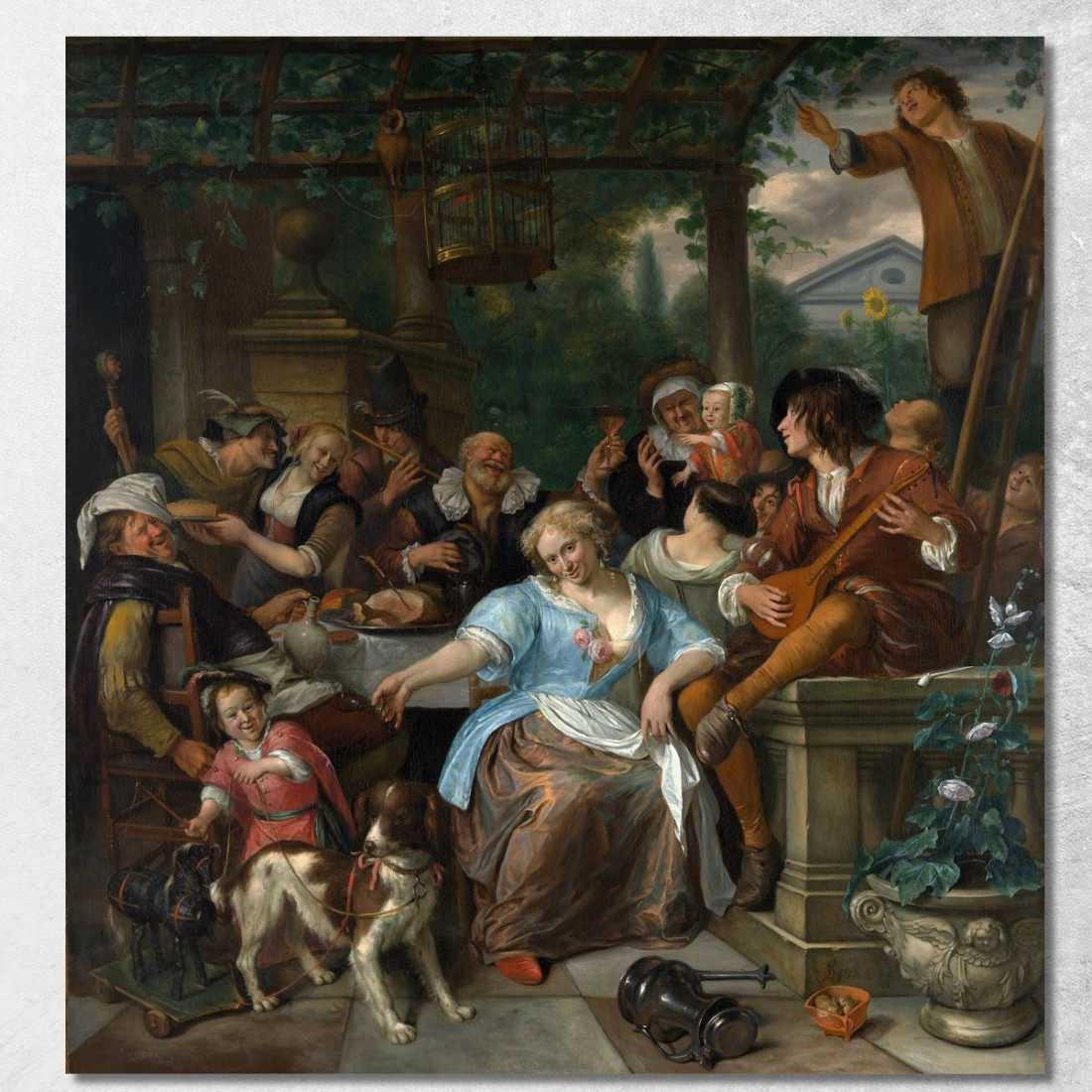 Allegra Compagnia Su Una Terrazza Jan Steen jsn37 quadro stampato su tela Allegra Compagnia Su Una Terrazza Jan Steen jsn37 quadro stampato su tela
