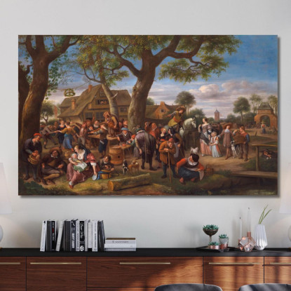 Contadini Che Si Divertono Fuori Da Un'Osteria Jan Steen jsn43 quadro stampato su tela