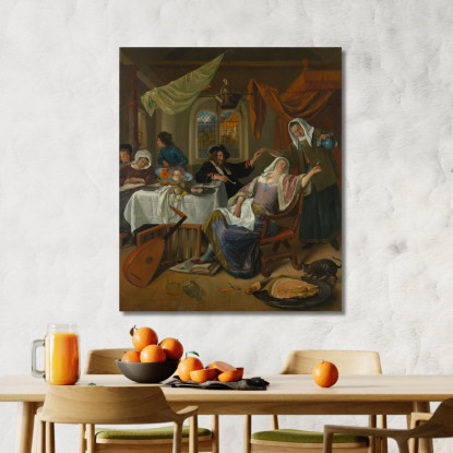 La Casa Dissoluta Jan Steen jsn58 quadro stampato su tela
