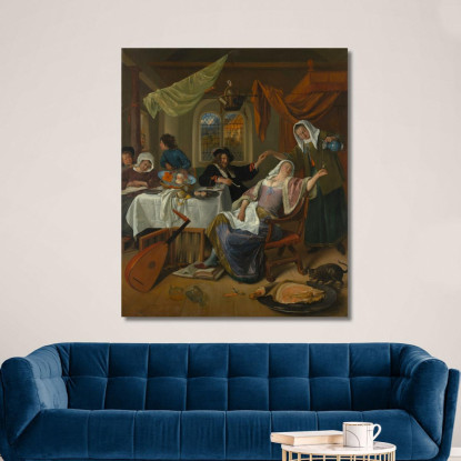 La Casa Dissoluta Jan Steen jsn58 quadro stampato su tela