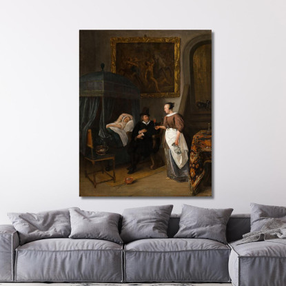 La Visita Del Dottore Jan Steen jsn59 quadro stampato su tela