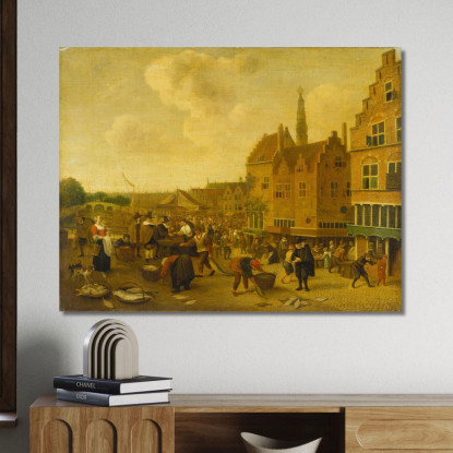 Il Mercato Del Pesce A Leida Jan Steen jsn65 quadro stampato su tela