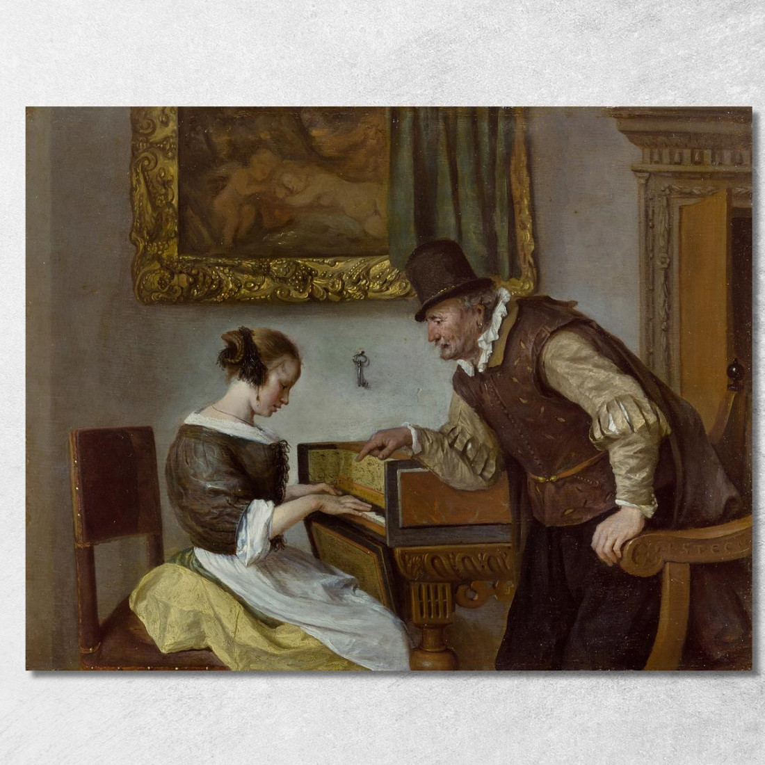 La Lezione Di Clavicembalo Jan Steen jsn67 quadro stampato su tela La Lezione Di Clavicembalo Jan Steen jsn67 quadro stampato su tela