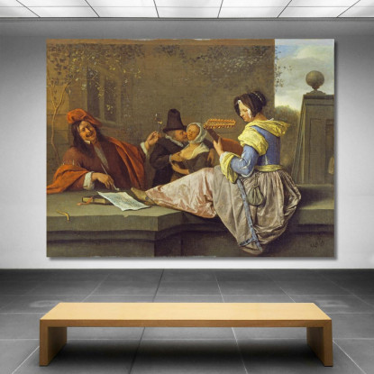 Il Suonatore Di Liuto Jan Steen jsn70 quadro stampato su tela