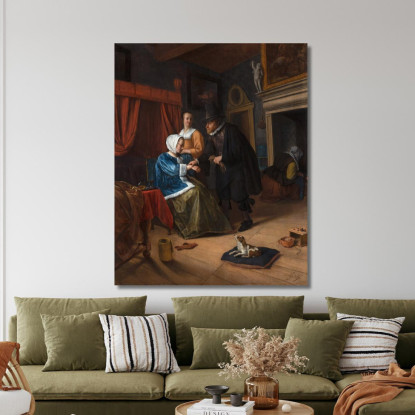 La Ragazza Malata Jan Steen jsn76 quadro stampato su tela