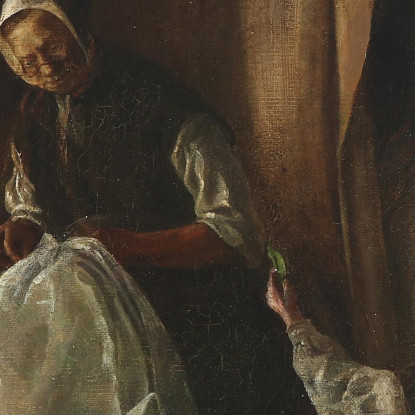 Un Ragazzo Porge Alla Nonna Un Pisello Verde Laurits Andersen Ring lar11 quadro stampato su tela