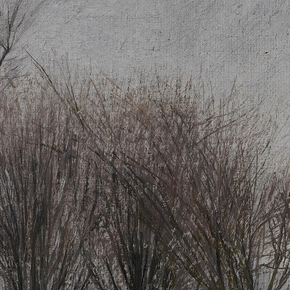 Giornata Invernale Nebbiosa. A Sinistra Una Casa Gialla. Neve Profonda. Laurits Andersen Ring lar13 quadro stampato su tela