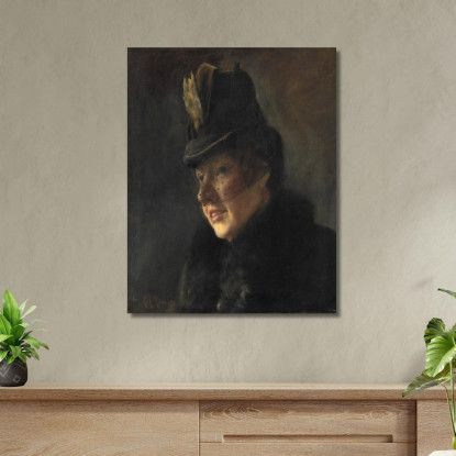 Ritratto Di Una Giovane Donna In Cappotto Con Collo Di Pelliccia E Cappello Con Velo Laurits Andersen Ring lar27 quadro stampa