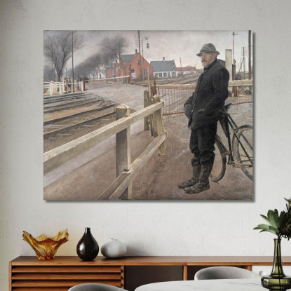 In Attesa Del Treno. Passaggio A Livello Sulla Strada Di Roskilde Laurits Andersen Ring lar43 quadro stampato su tela