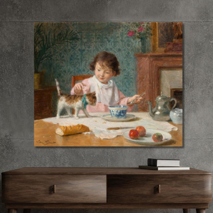 Giovane Ragazza Con Il Gatto Victor Gabriel Gilbert vgg14 quadro stampato su tela