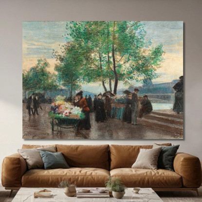 Mercanti Sulle Rive Della Senna Parigi Victor Gabriel Gilbert vgg27 quadro stampato su tela