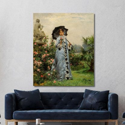 Elegante Con La Rosa Victor Gabriel Gilbert vgg41 quadro stampato su tela