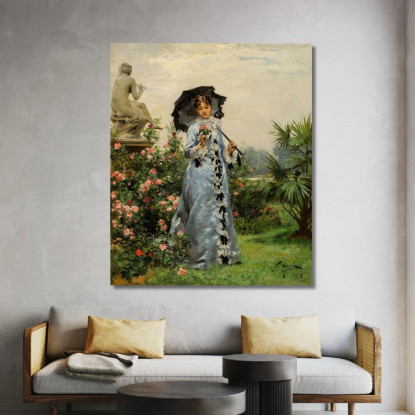 Elegante Con La Rosa Victor Gabriel Gilbert vgg41 quadro stampato su tela