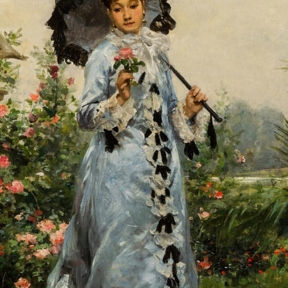 Elegante Con La Rosa Victor Gabriel Gilbert vgg41 quadro stampato su tela