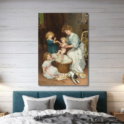 Il Bagnetto Del Bebè Arthur John Elsley aje5 quadro stampato su tela