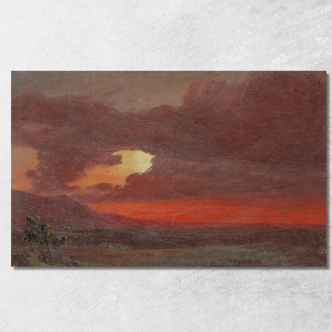 Tramonto A Hudson New York 2 Frederic Edwin Church fec95 quadro stampato su tela Tramonto A Hudson New York 2 Frederic Edwin Church fec95 quadro stampato su tela
