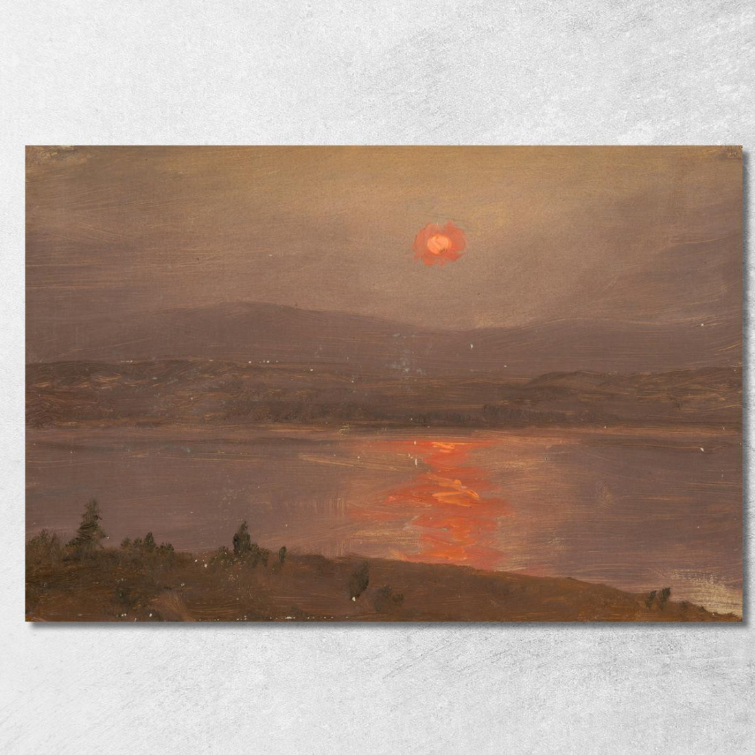 Vista Attraverso L'Hudson Al Tramonto Frederic Edwin Church fec117 quadro stampato su tela Vista Attraverso L'Hudson Al Tramonto Frederic Edwin Church fec117 quadro stampato su tela