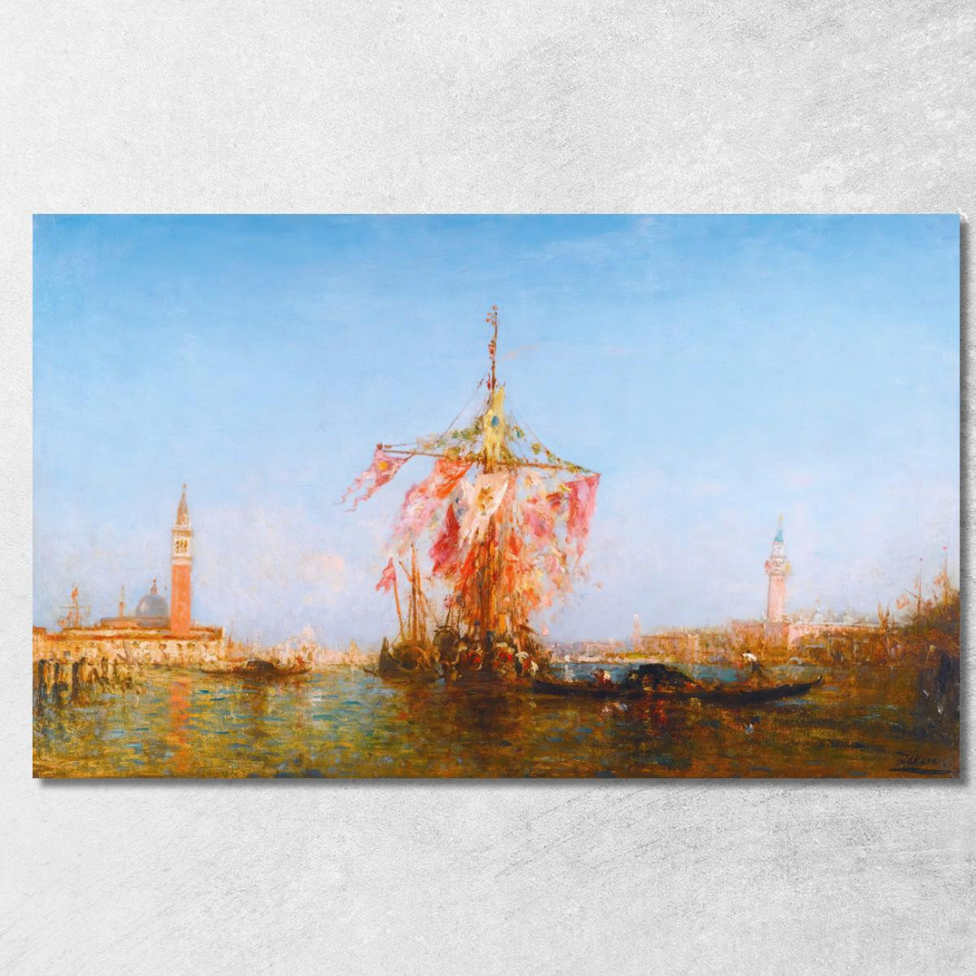 Barca Addobbata Sul Bacino Di Venezia Félix Ziem fzm6 quadro stampato su tela Barca Addobbata Sul Bacino Di Venezia Félix Ziem fzm6 quadro stampato su tela