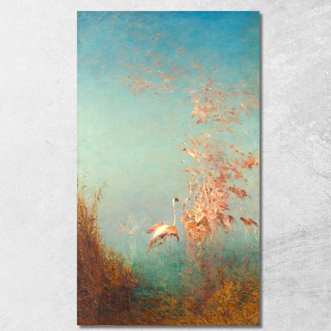 Volo Di Fenicotteri Rosa Stagno Di Vaccarès Félix Ziem fzm29 quadro stampato su tela Volo Di Fenicotteri Rosa Stagno Di Vaccarès Félix Ziem fzm29 quadro stampato su tela