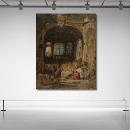 Festa In Un Palazzo A Napoli Félix Ziem fzm37 quadro stampato su tela