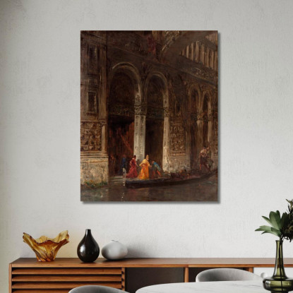 L'Uscita Del Palazzo Ducale Sotto Il Ponte Dei Sospiri Félix Ziem fzm60 quadro stampato su tela