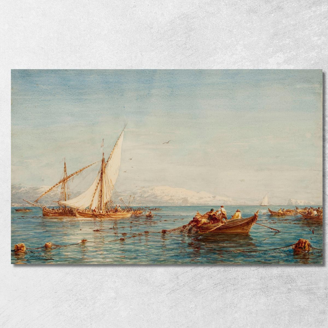 Sausset Dintorni Di Marsiglia La Pesca Al Tonno Félix Ziem fzm117 quadro stampato su tela Sausset Dintorni Di Marsiglia La Pesca Al Tonno Félix Ziem fzm117 quadro stampato su tela