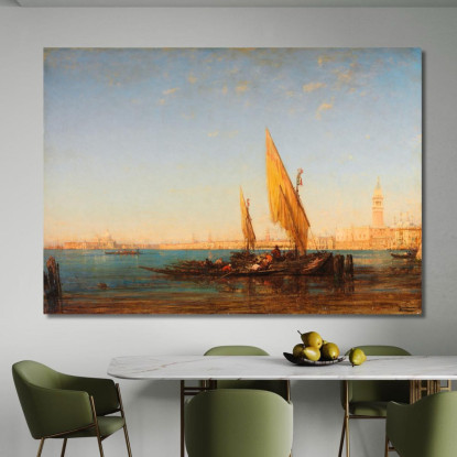 Venezia Una Scena Con Barche Félix Ziem fzm136 quadro stampato su tela