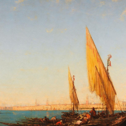 Venezia Una Scena Con Barche Félix Ziem fzm136 quadro stampato su tela
