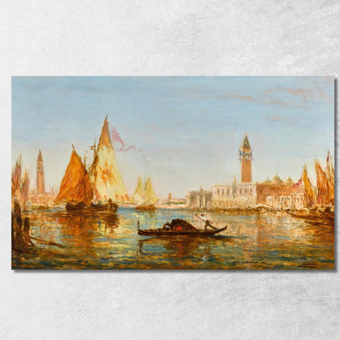 Venezia Gondole E Velieri Davanti Al Palazzo Ducale E San Giorgio Maggiore Félix Ziem fzm141 quadro stampato su tela Venezia Gondole E Velieri Davanti Al Palazzo Ducale E San Giorgio Maggiore Félix Ziem fzm141 quadro stampato su tela