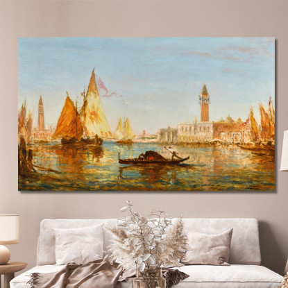 Venezia Gondole E Velieri Davanti Al Palazzo Ducale E San Giorgio Maggiore Félix Ziem fzm141 quadro stampato su tela