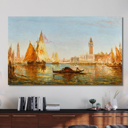 Venezia Gondole E Velieri Davanti Al Palazzo Ducale E San Giorgio Maggiore Félix Ziem fzm141 quadro stampato su tela