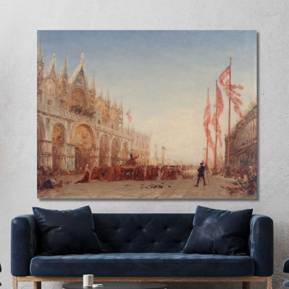 Venezia Processione Di San Giorgio Félix Ziem fzm150 quadro stampato su tela
