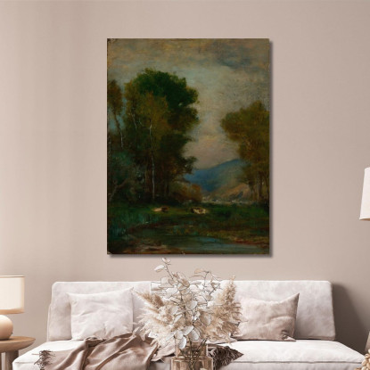 Mucche Presso Un Ruscello George Inness gin17 quadro stampato su tela
