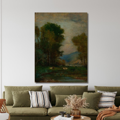 Mucche Presso Un Ruscello George Inness gin17 quadro stampato su tela