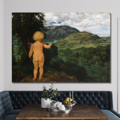 Cupido Spia Gli Amanti Hans Thoma hth6 quadro stampato su tela
