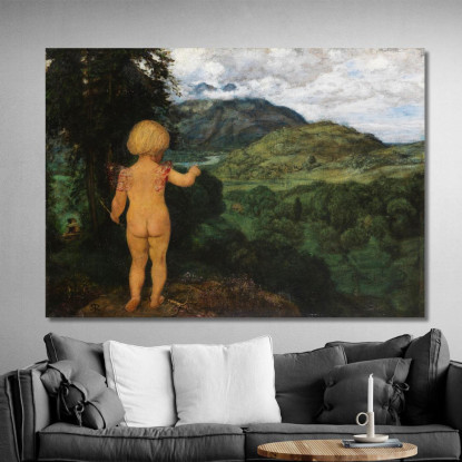 Cupido Spia Gli Amanti Hans Thoma hth6 quadro stampato su tela