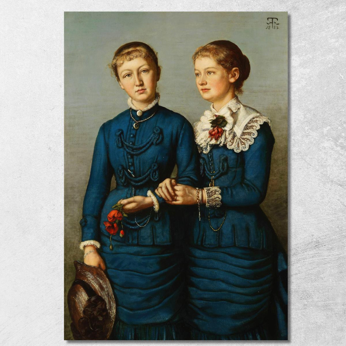 Ritratto Delle Due Figlie Della Famiglia Haag Hans Thoma hth15 quadro stampato su tela Ritratto Delle Due Figlie Della Famiglia Haag Hans Thoma hth15 quadro stampato su tela