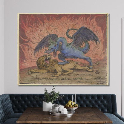 Drago E Leone Hans Thoma hth29 quadro stampato su tela